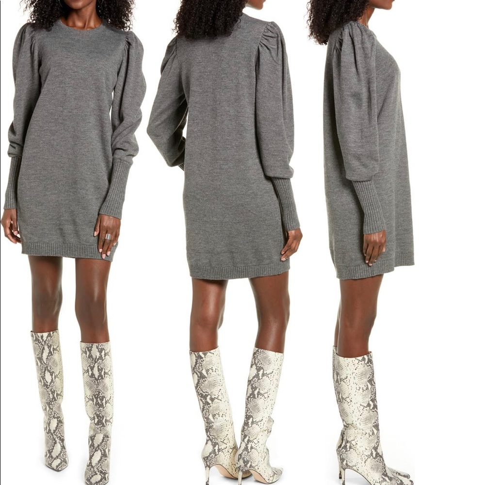 WAYF puff sleeve sweater dress